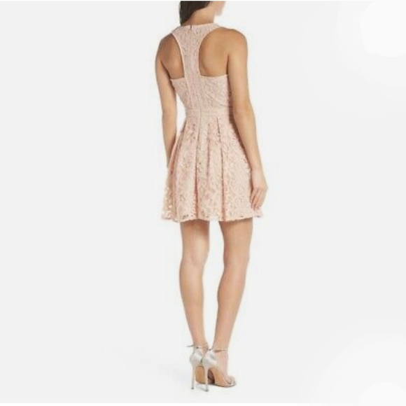 Lulu's Blush Pink Lace Racer Back Skater Style Mini Dress Style# 25680 - Picture 3 of 14